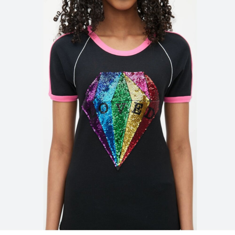 GUCCI Loved Diamond Multi Sequin Tshirt Crew Neck M